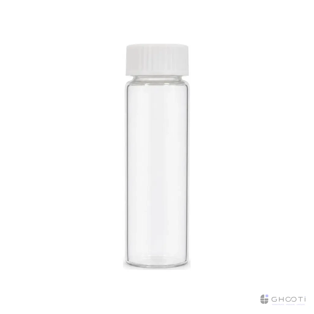 شیشه شفاف 40 میلیلیتر با درب پیچی گازبند
